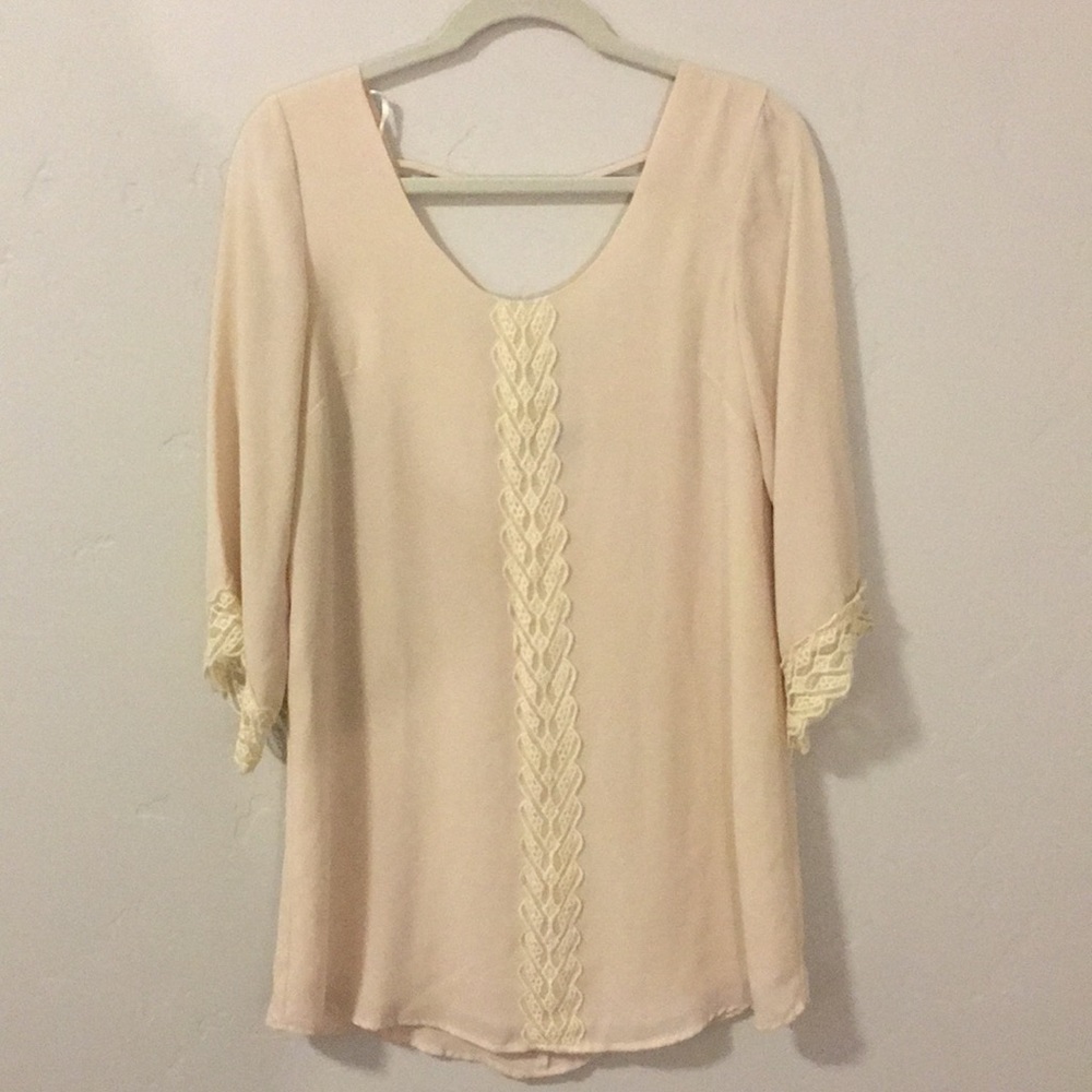 Big Sleeved with Lace detail Mini Dress